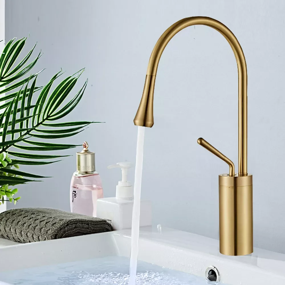 Brass Basin Faucet 360 Degree Rotation Hot Cold Mixer Tap Single Hole Easy Installation Faucet Bathroom Kitchen Supplies