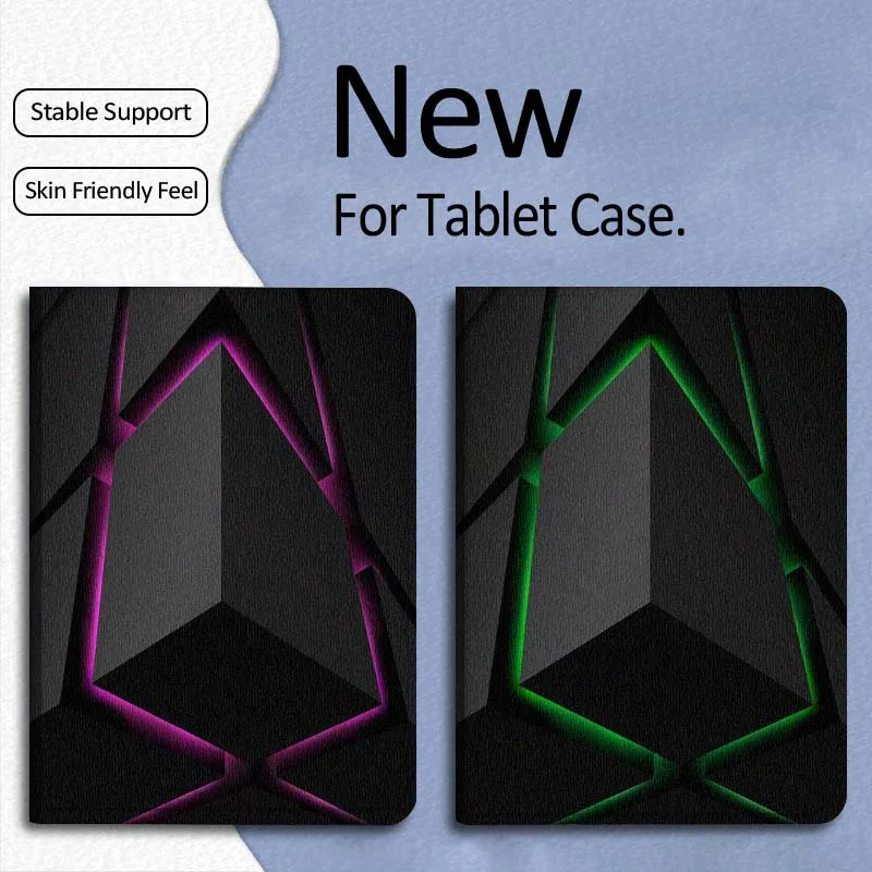 

Черный геометрический чехол с фиолетовым акцентом для Xiaomi Mi Pad Mini 4 5 6 7 SE Pro Plus Redmi Pad 2 SE 2025 8.8 11, складной чехол для планшета