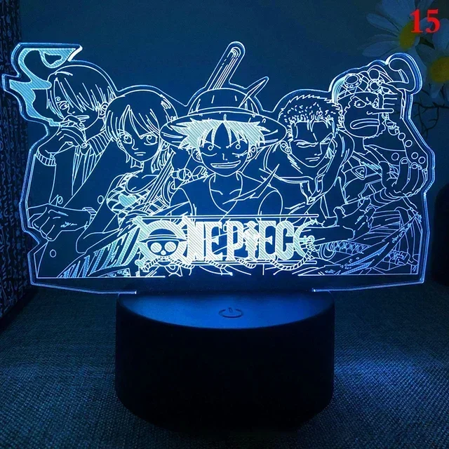 XOne Piece Luffy 3D Lamp RGB LED Night Lights Toys Roronoa Zoro Anime Lamp Kids Bedroom Table Lamp Home Lampara Manga Gift Toys