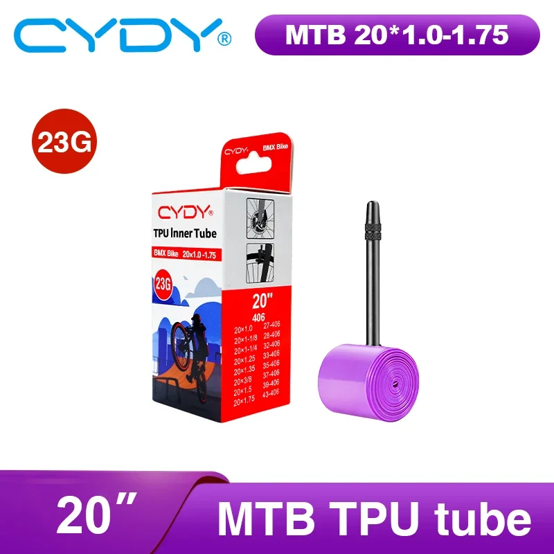 

23g CYDY TPU Bike Inner Tube Camera 20 406 20x1.0 1-1/8 1-1/4 1.25 1.35 1-3/8 1.5 1.75 pneu Valve 45/65mm BMX Bicycle Tire Tyre