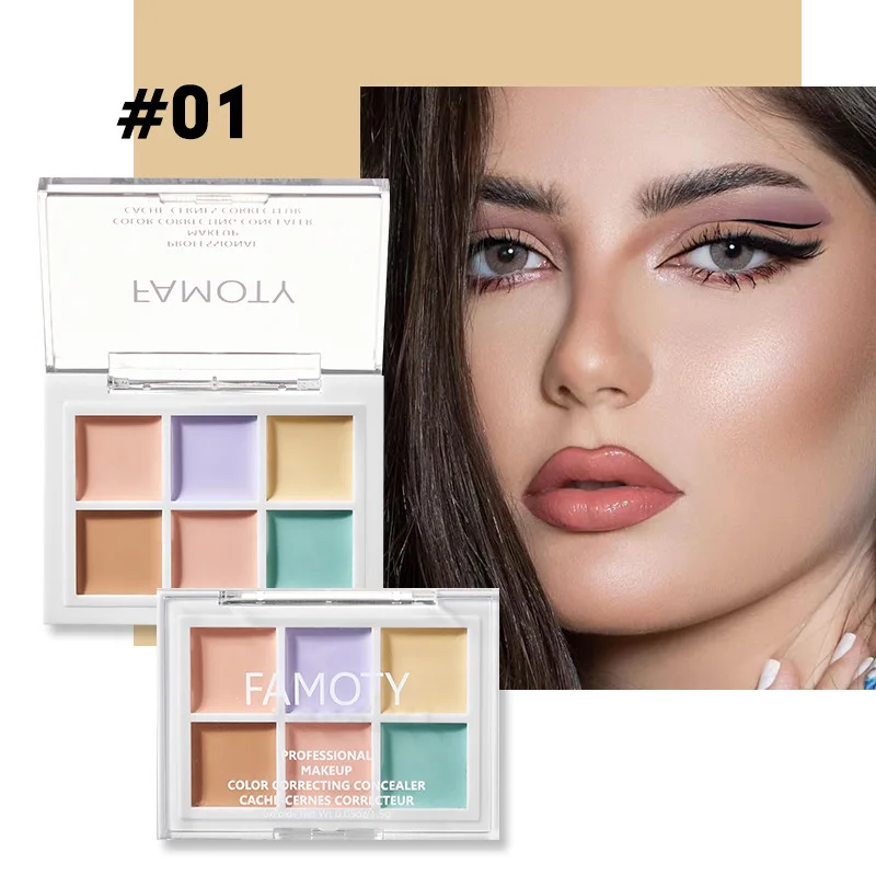 6 Farben Concealer Palette richtige Hautton Creme Abdeckung Akne dunklen Kreis Farb korrektor matt aufhellen Kontur Gesichts Make-up