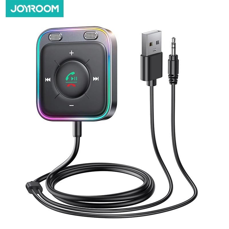 Joyroom-adaptador con Bluetooth 5,3 para coche, ENC receptor inalámbrico con micrófono Dual, con cancelación de ruido de 3,5mm, AUX