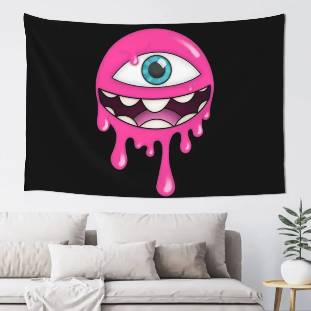 Pink Drippy Round Cyclops Tapestry Decoration For Rooms Japanese Room Decor Funny Tapestry