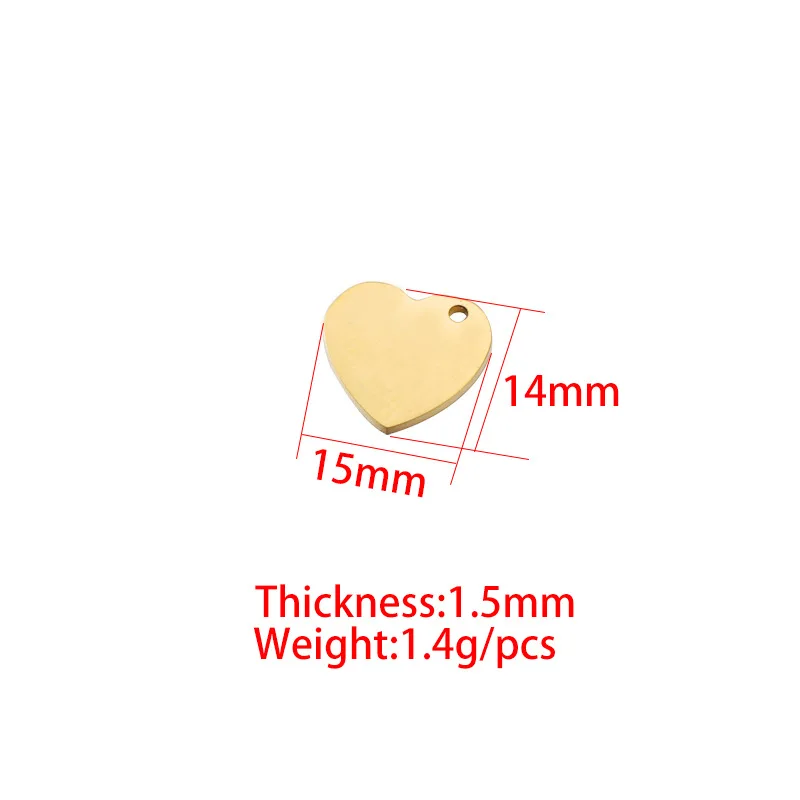 10Pcs/Lot Mirror Polished Stainless Steel Love Heart Stamping Blanks Tags 14*15mm Pendants For DIY Jewelry Accessories Wholesale