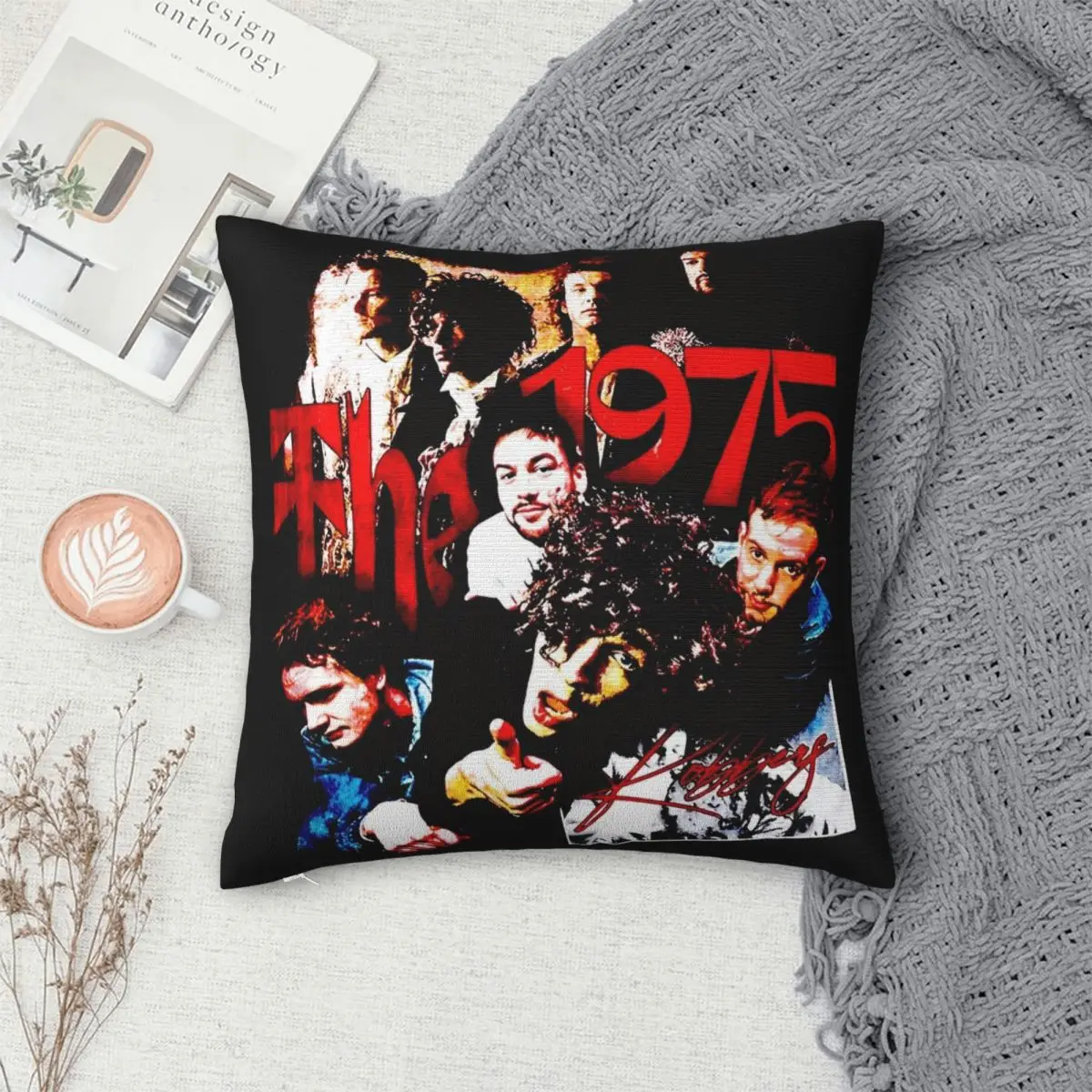 Vintage 90s Indie Band The 1975 Pillowcase Printed Polyester Cushion Cover Decor Pillow Case Cover Car Square 18