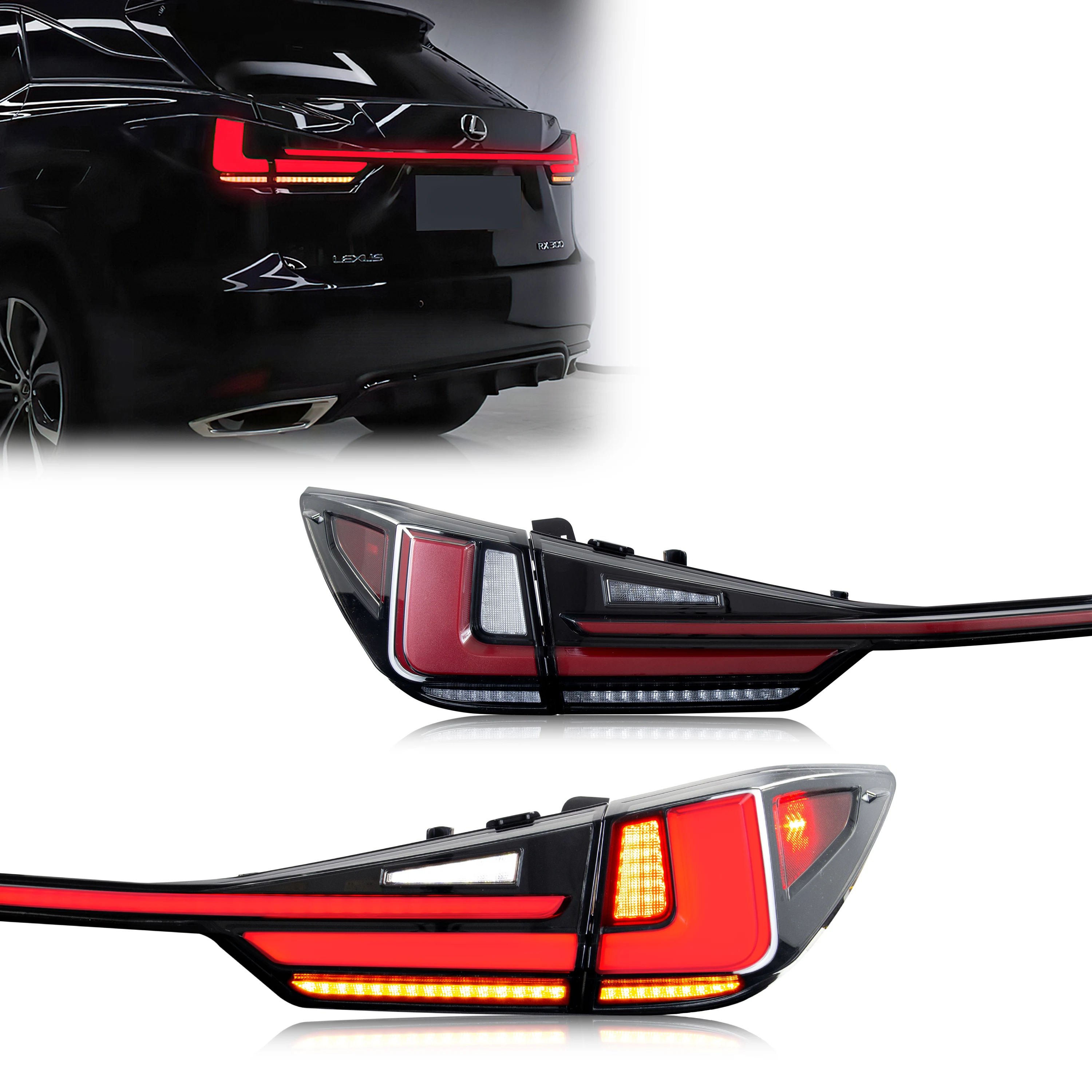 LED-Rückleuchten Kofferraumleuchte für Lexus RX350 RX400 2016-2022 Sequentieller Blinker Klare Linse Heckleuchten-Set