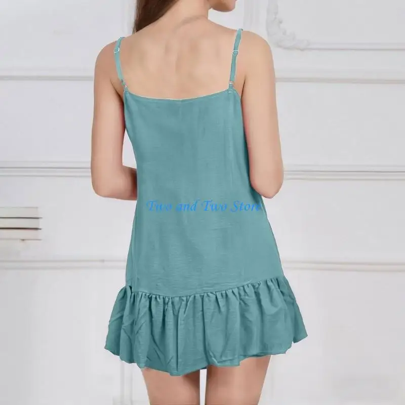 

HX6F Summer Breathable Women's Casual Dress V Neck Loose Fit Adjustable Strap Lightweight Dresses for Everyday