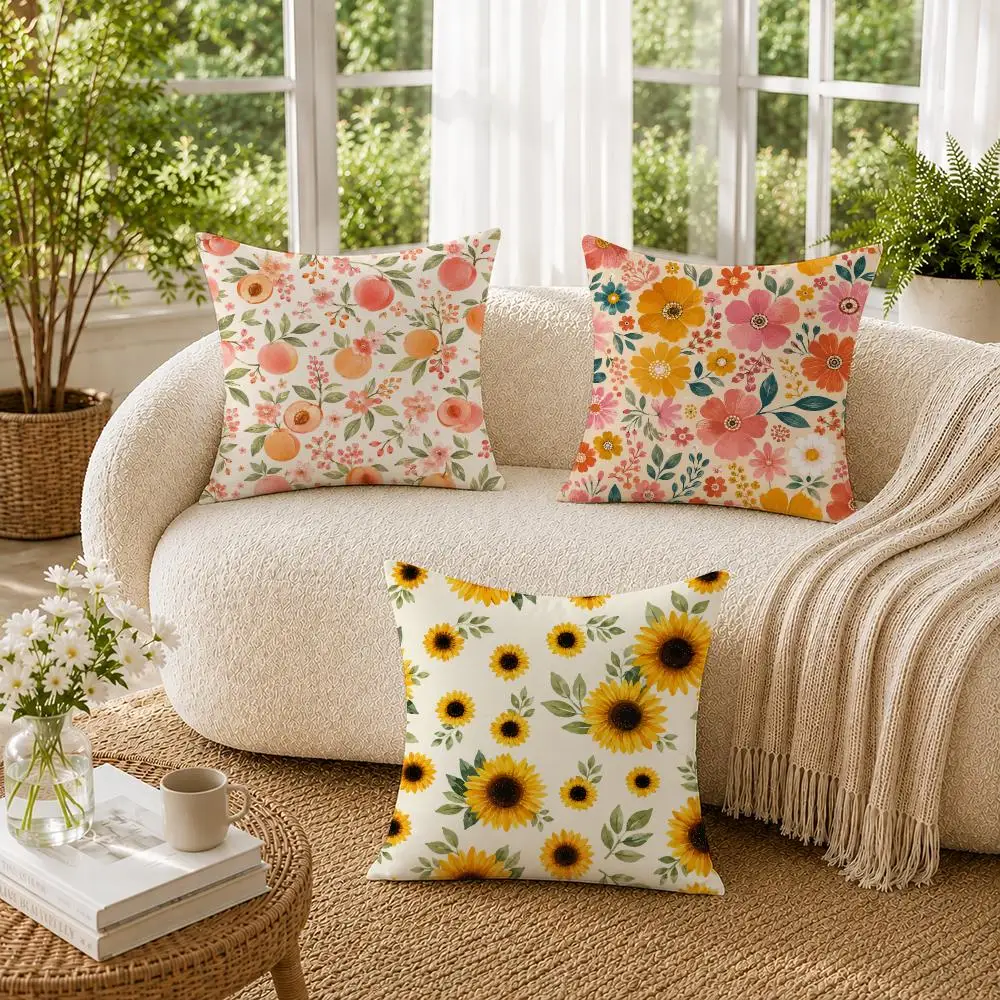 Fresh Cottage Floral Pattern cute Cushion Cover Pillowcase Sofa Living Room Home Gift Office Decor Protective Covers