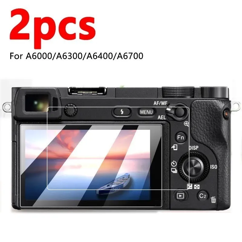 2 peças de película protetora de tela para sony a6700 a6400 a6300 a6000, dureza 9h, hd, transparente, ultrafina, anti-arranhões, vidro temperado