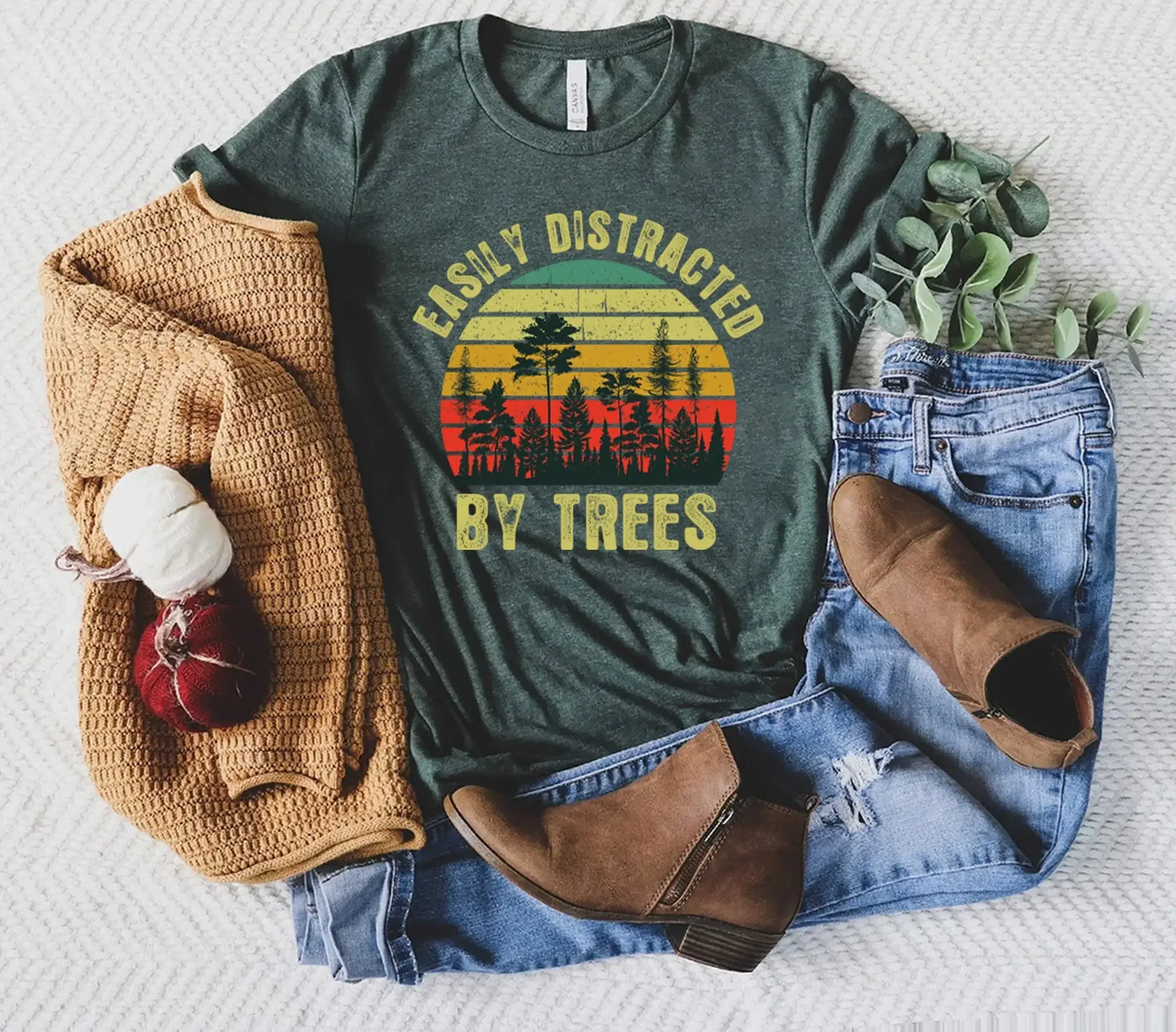 Easily Distracted By Trees Tree Lovers For Surgeon Arborist T Shirt Funny Forest S