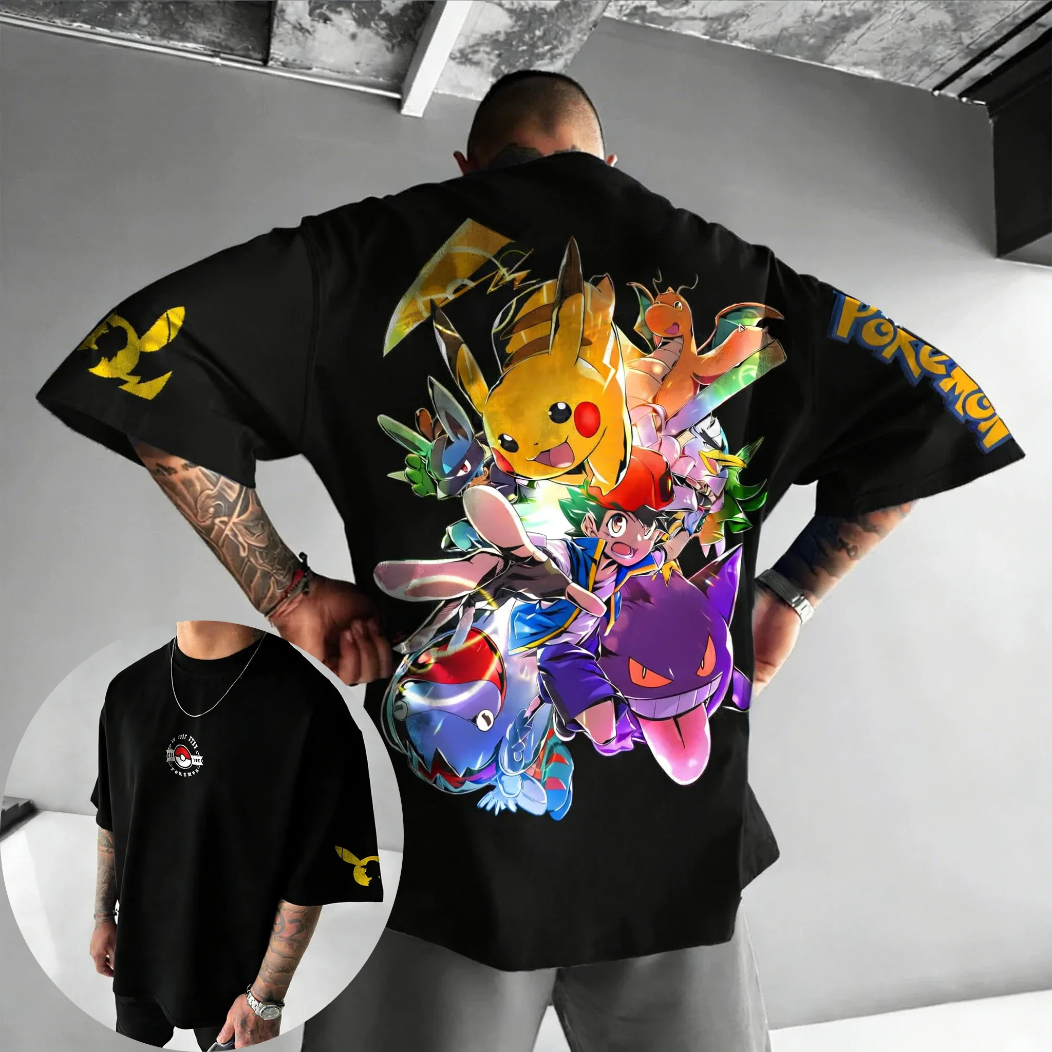 

Pokémon Anime Co Branded T-shirt NewSummer New Men's and Women's Loose Casual Street Hip Hop Versatile Cotton Short Sleeve Top