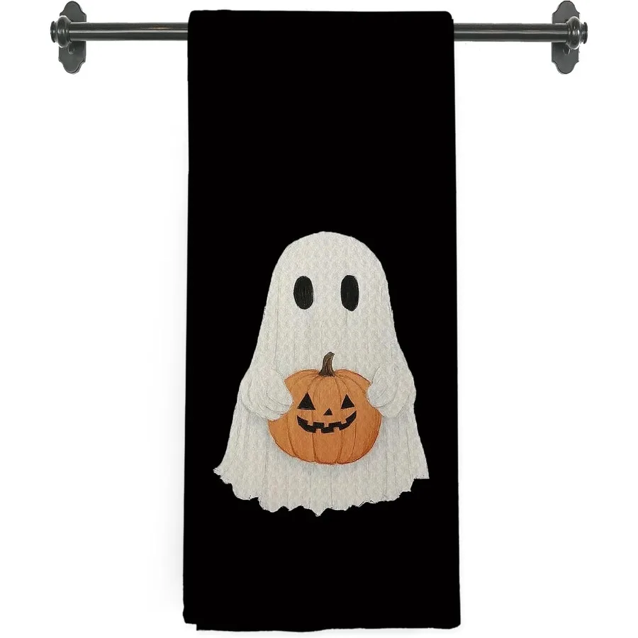 

Милые кухонные полотенца с призраками на Хэллоуин, декор с призраками на Хэллоуин, тыквы, полотенца для рук для ванной комнаты, готическое осеннее блюдо, чайное полотенце для