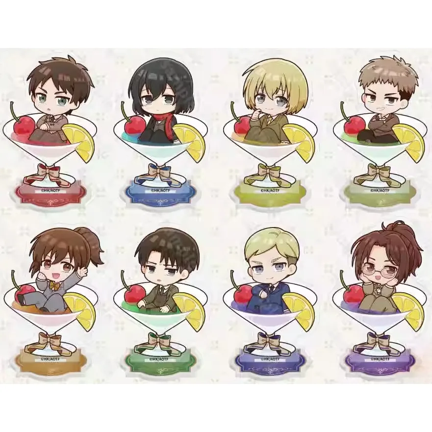 Juego Armin Arlert Eren Yeager Mikasa Ackerman Levi muñeco con soporte acrílico Anime Jean Kirstein figura modelo placa Cosplay juguete para regalo