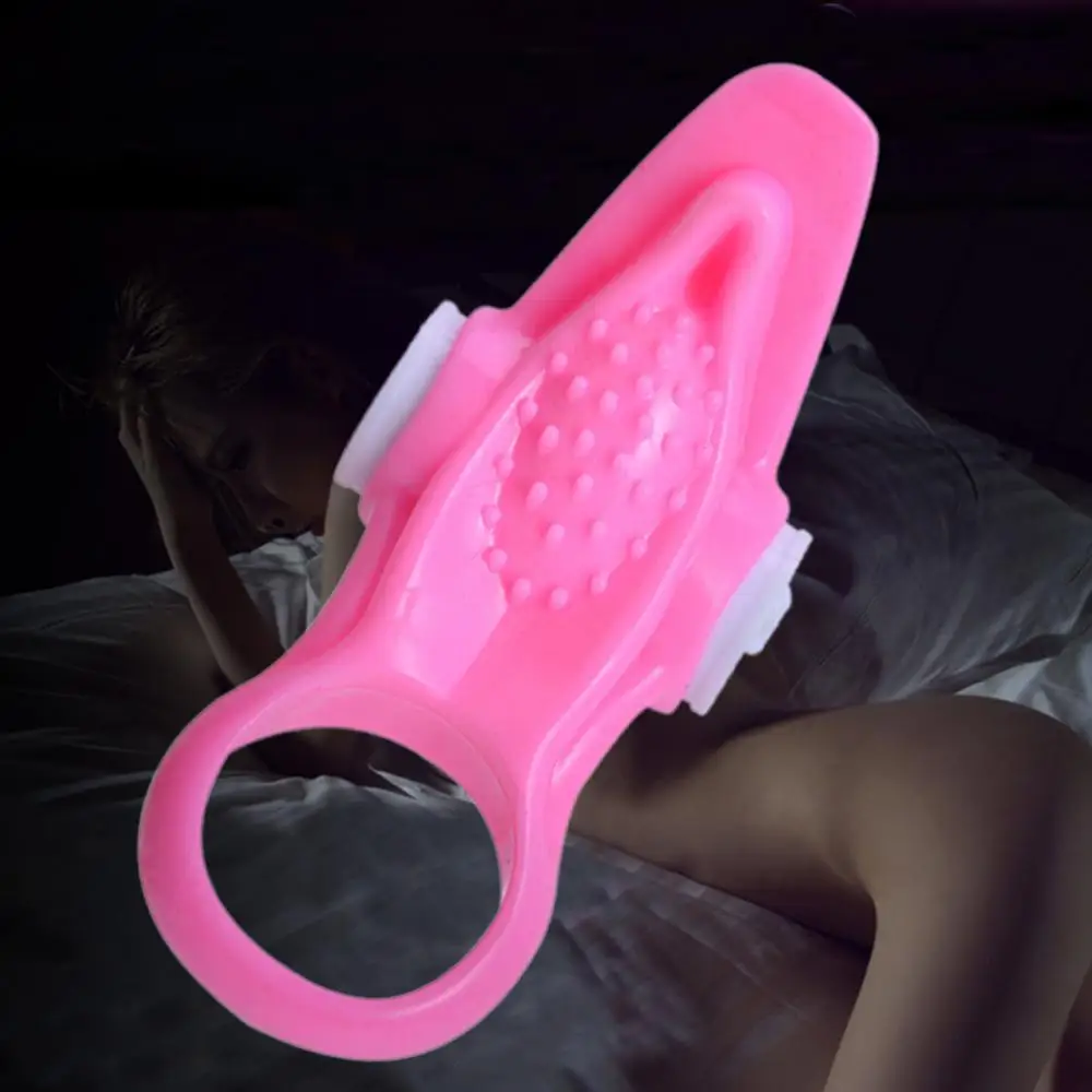 Tongue Silicone Ejaculation Delay Cock Lock Vibration Penis Ring Men Sex Toy