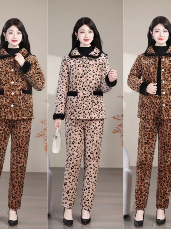 

Утепленное хлопковое пальто с леопардовым принтом, домашняя одежда, теплая зимняя модная женская одежда с длинными рукавами для мам