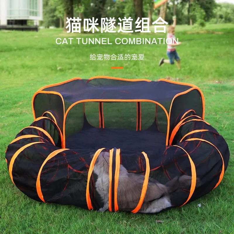 Amazon Combination Cat Tunnel Portable Folding Pet House Set Pet Cat Nest Tent Spot New Product