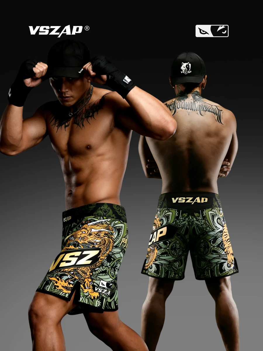 Shorts de Treino MMA VSZAP para Homens e Mulheres, Fitness, Boxe, Muay Thai, Grappling, Roupas de Combate para Artes Marciais Mistas