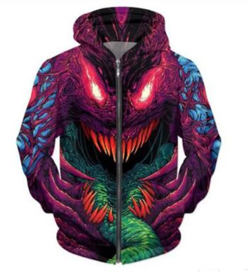 

New Men/Women Hyper Beast 3D Printed Casual Zipper Hoodies Fashion Men Loose Sporting Zip Up Hoodies
