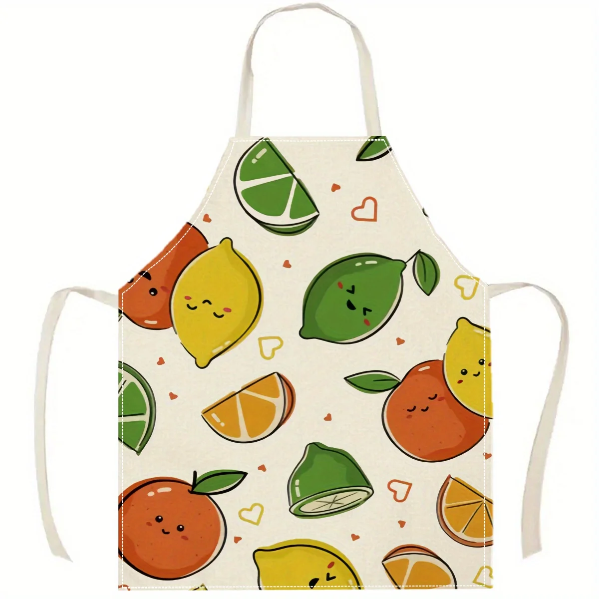 1pc Lemon Orange Fruit Print Apron Cute Citrus Pattern Kitchen Cooking Baking Bib for Women Men Chef Home Restaurant Gift