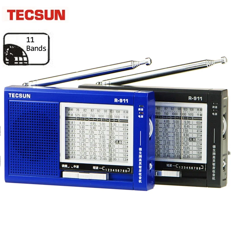 Tecsun R-911 Radio Worl FM/MW/SW 11 Band World Receiver Multiband Radio High Sensitivity Stereo Radio Digital Receiver Digital