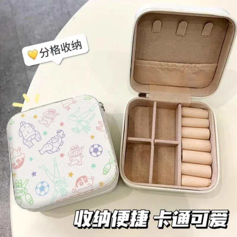 

Cute Crayon Shin chan Portable Earnail Earring Jewelry Box Necklace Ring Bracelet Compact Mini Handpiece Storage Box Gifts Girls