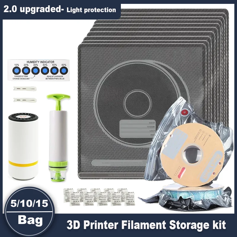 ถุงสูญญากาศแบบอัพเกรด สีดำ สำหรับเก็บเส้นพลาสติก PLA ABS PETG ป้องกันความชื้น ใช้กับเครื่องอบได้ สำหรับเครื่องพิมพ์ 3 มิติ