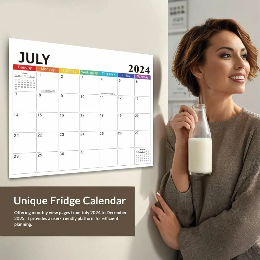 Modern 2024-2025 Magnetic Calendar 18-Month Monthly Planner Refrigerator Magnet Calendar Wall Hanging Calendar Home Office