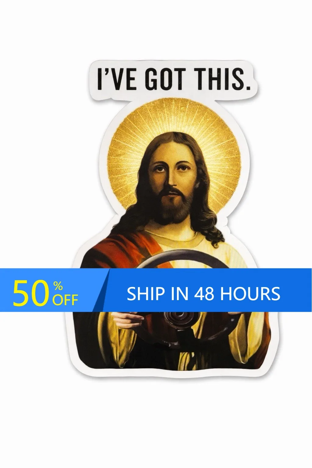 

Jesus Driving I Got Trendy Walls Motor Home Bumper Boat Gift Unique Funny Retro