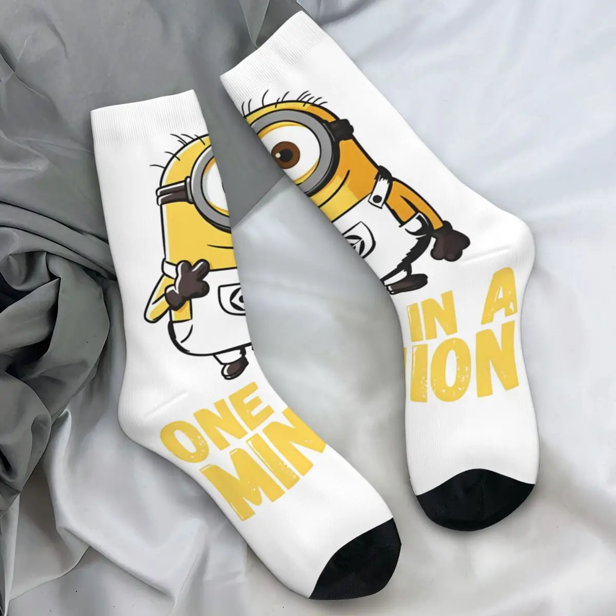 Minions MINISO Stockings Women Men Text Socks Warm Soft Funny Socks Autumn Skateboard Anti Skid Graphic Socks Gift Idea