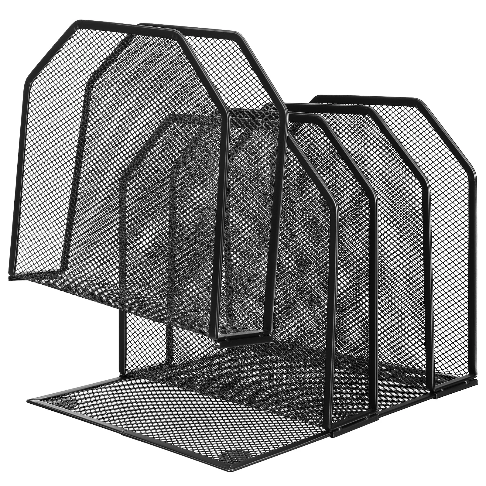 

Desktop Metal File Holder 5 Vertical Upright Sections Document Organizer Office Desk Organizer Tray Letter Sorter for Home