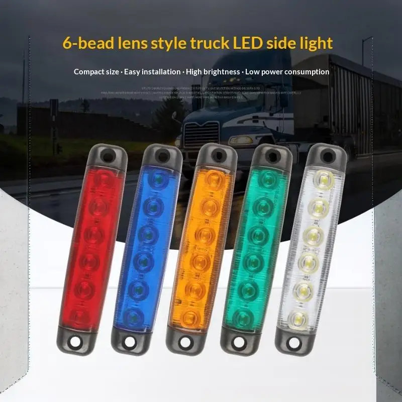 2Pcs Automotive LED Side Marker Lights 12V/24V Universal Impact Resistant for Truck Van Mining Vehicle Work Safety