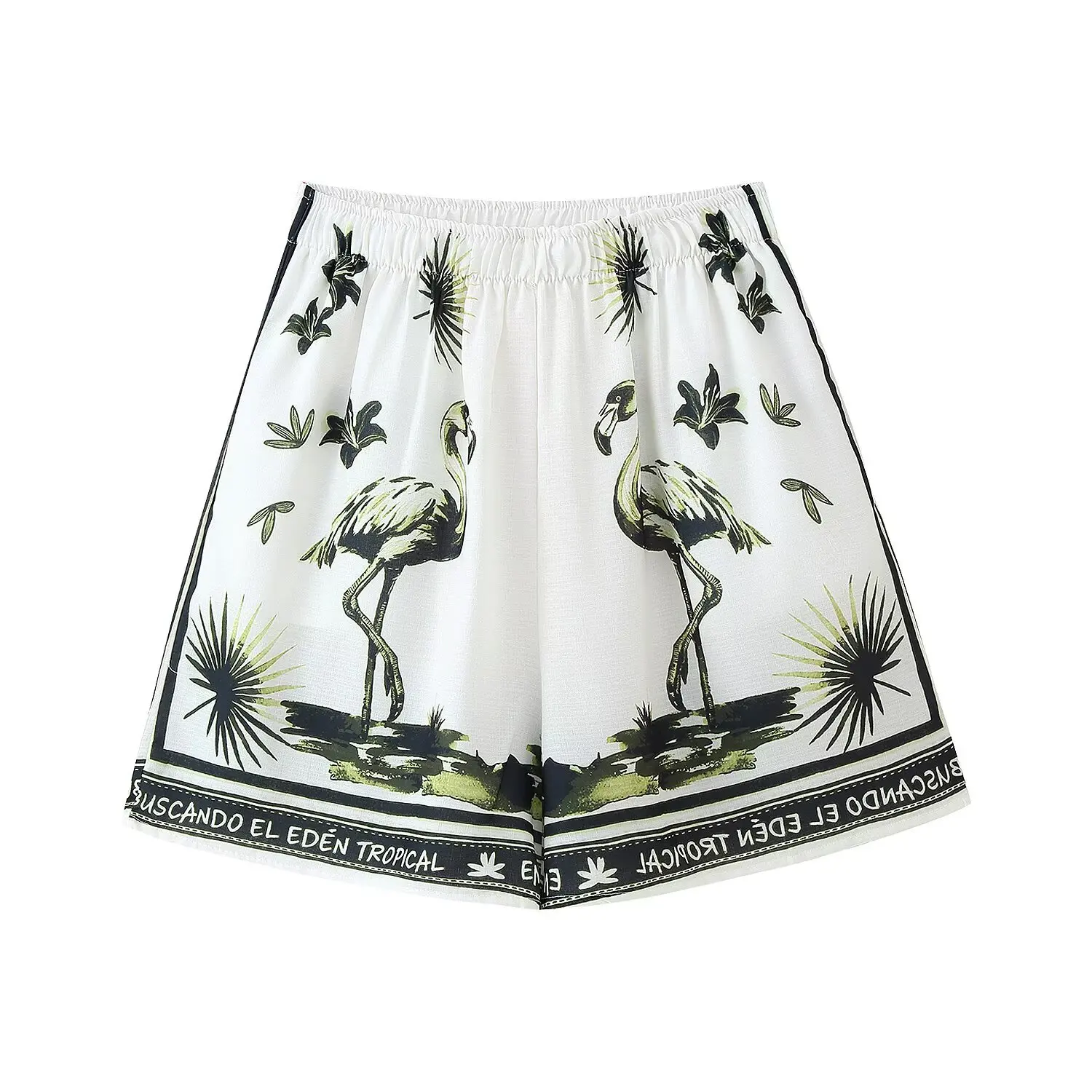 Setelan Longgar Gambar Cetak Wanita Kemeja Kancing Sebaris Lengan Panjang Kerah Lapel Celana Pendek Saku Pinggang Elastis Setelan Kasual Set Chic Baru Musim Panas