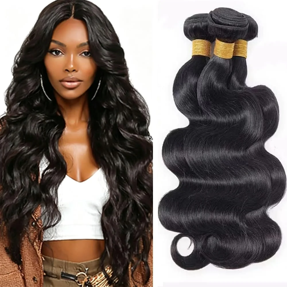 Body Wave Hair Bundles Remy Human Hair Extension Natural Color Bundles Straight Hair Weaves 10-40 Inchs For Women 16A Thick Bundles Hair For Women