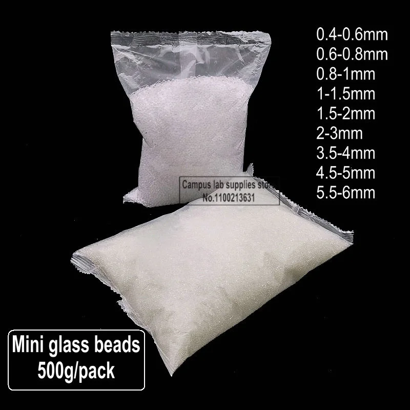 500G/Tas Lab Kaca Silika Microbeads Laboratorium Antipercikan Manik-manik Mini untuk Tinta Penggilingan Pompa Semprot Percobaan Pemanasan