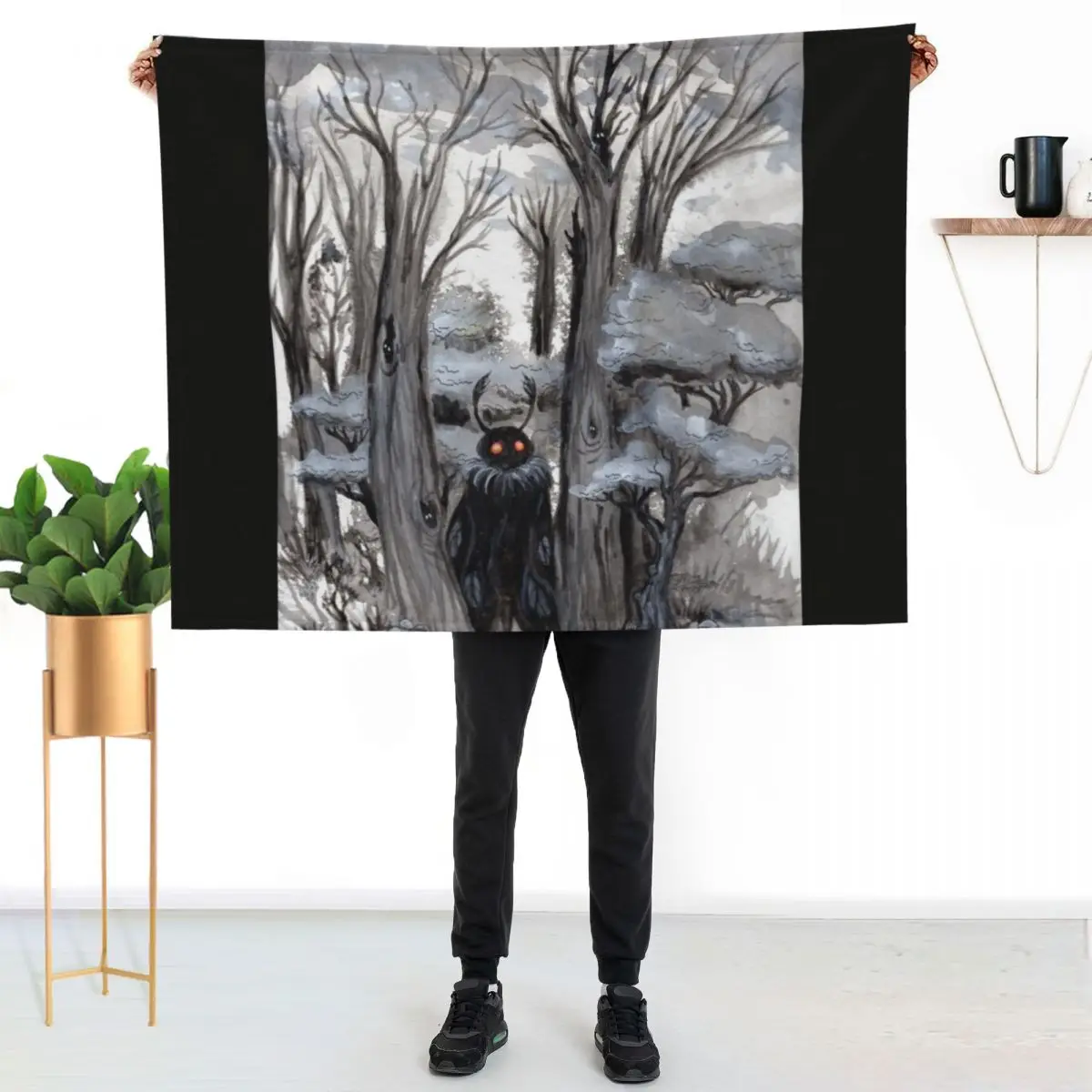 

Shy Mothman Throw Blanket Cozy Home Blanket Gift for Christmas Holiday