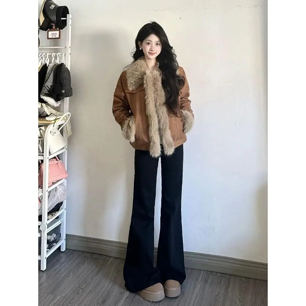 

Retro American Hot Girl Bla Wide Leg Bell Bot Jeans Women's Loose Straight Leg Pants High Waist Denim Spring 2025 New Sle