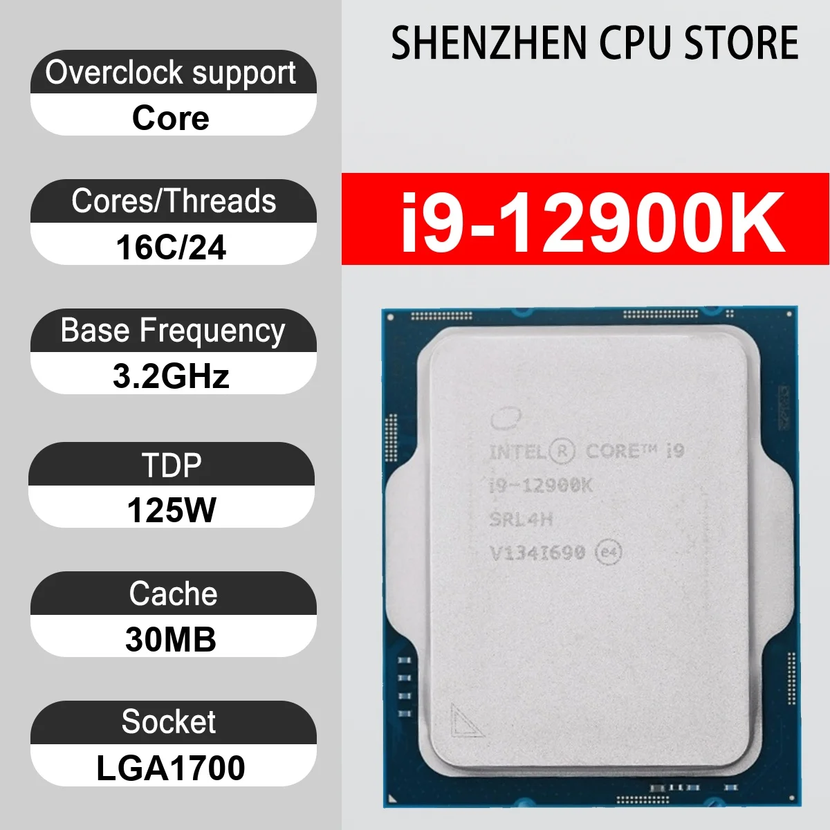 Intel Core i9-12900K 16 Core 24 Thread 3.2GHz 125W 30MB Cache 10nm Alder Lake DDR5-4800/DDR4-3200 SRKPA LGA1700 UHD Graphics 770