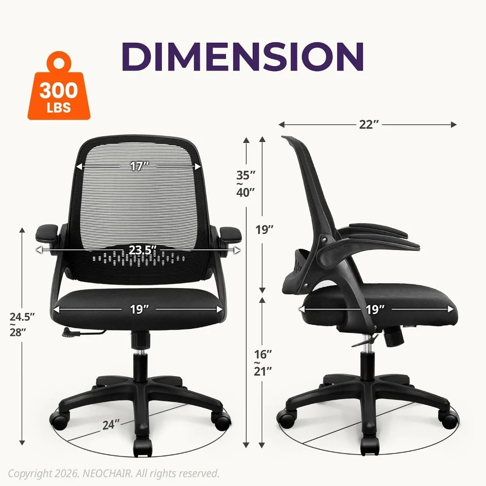 Ergonomic Desk Chair with Lumbar Support, Adjustable Height and Swivel Wheels for Comfort at Home Vanity view 2