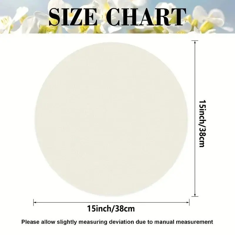 VIKAMA White Jasmine Green Leaf Wreath Scalloped Round Placemats Vintage Floral Washable Cottage Farmhouse Kitchen Table Mat view 6