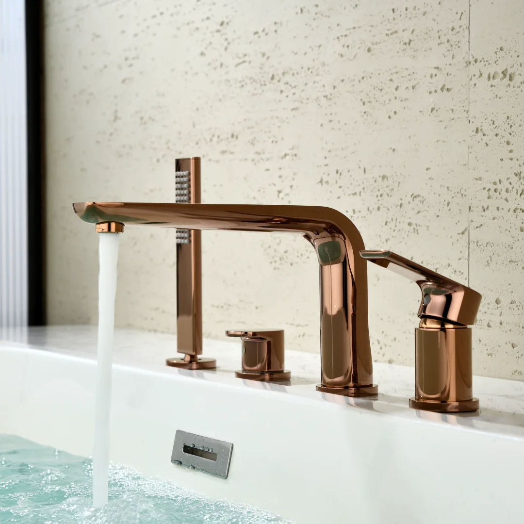 Rose Gold Bathtub Faucet Widespread Brushed Gold Copper Basthtub Mixer Black Bath tub Faucet Mixer Bathtub Basin Water Tap