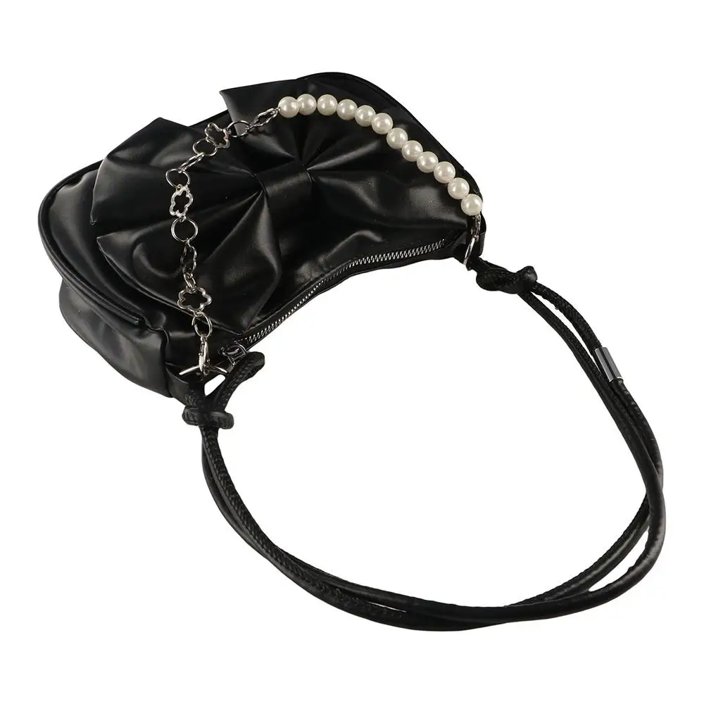 

PU Leather Bowknot Shoulder Bucket Bag Solid Color Large Capacity Women Armpit Bag Korean Style Simple Bow Tote Bag Shopping