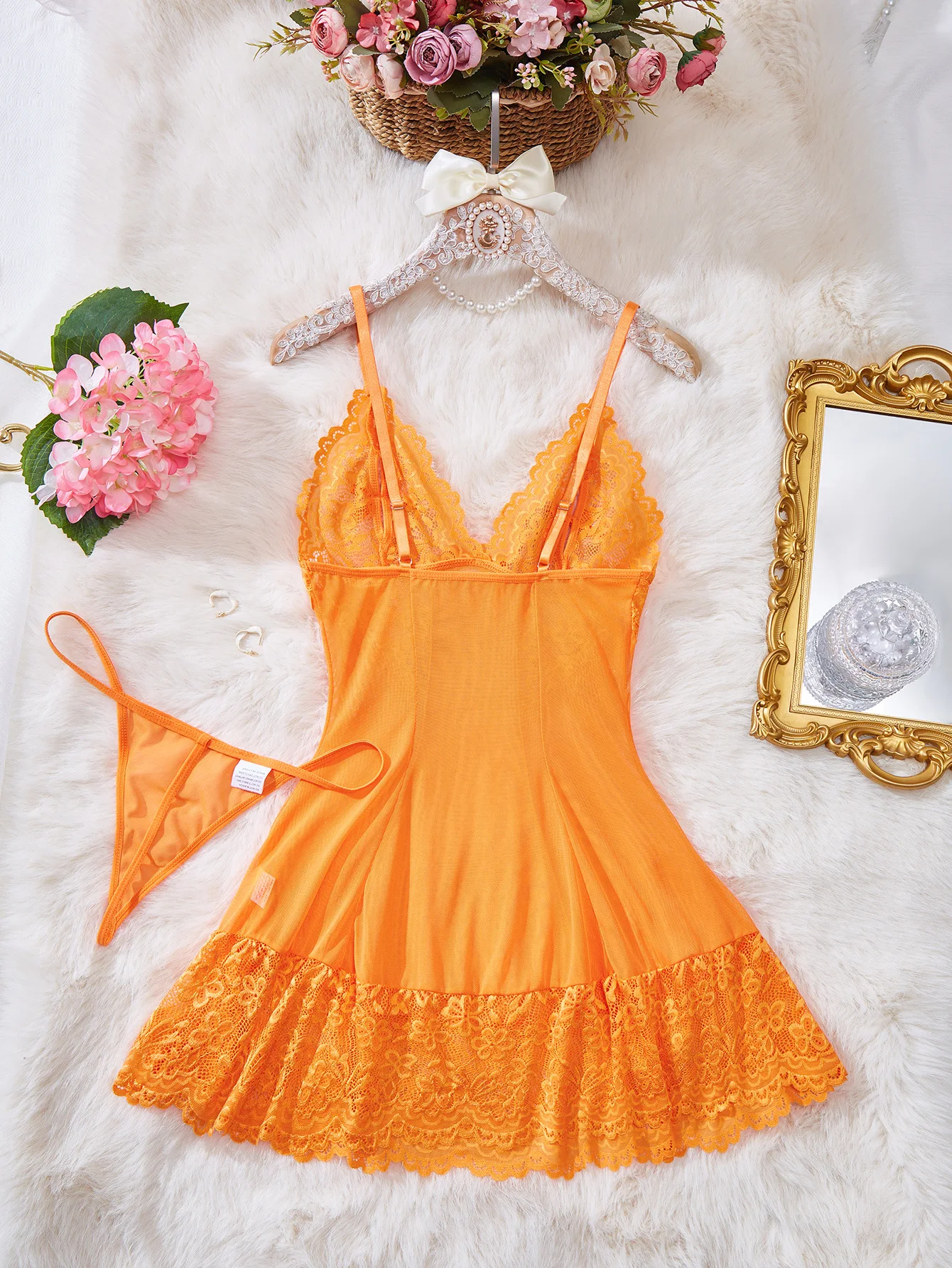 Women Nightdress Sexy Lace Chemise Bow Nightgown Sleepwear Mini Dress V Neck Full Slip Babydoll Lingerie Sleepwear & Dresses