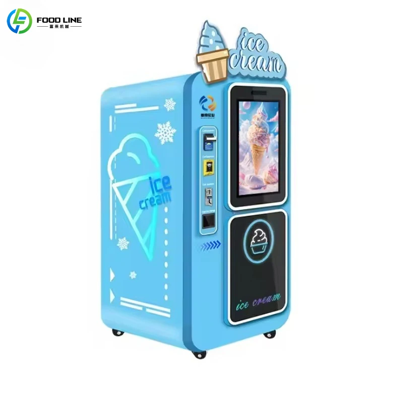 Outdoor automatic ice cream vending machine Snack dispenser Metal structure Multi-coin credit card QR code