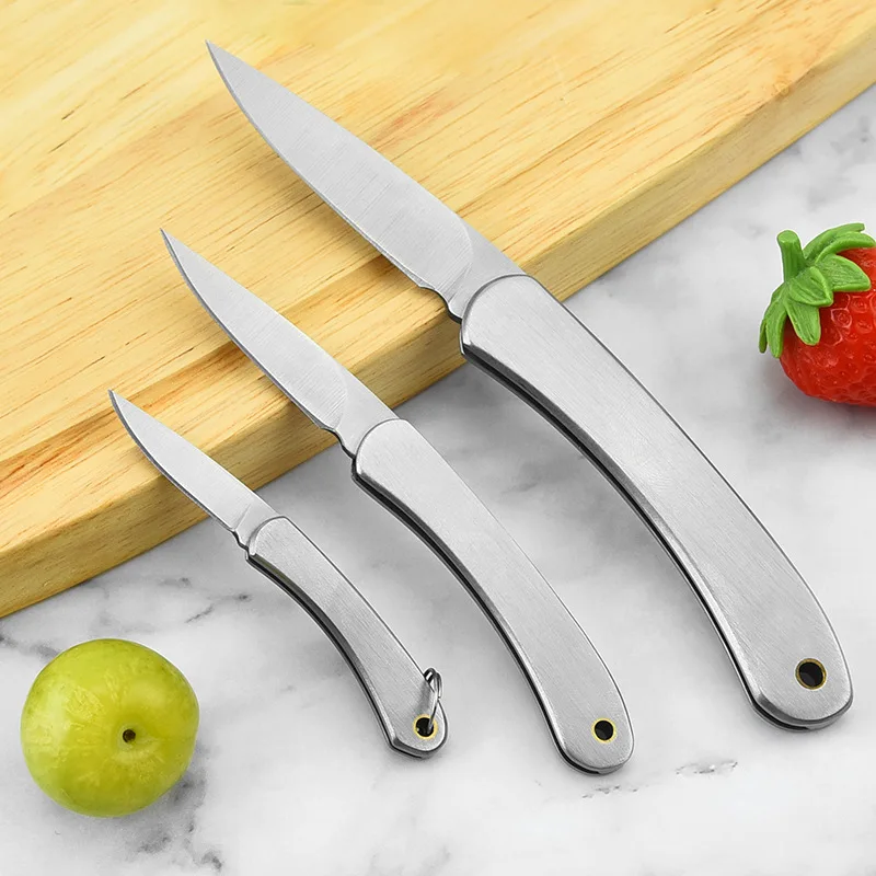 New Stainless Steel Folding Fruit Knife Vegetable Fruit Peeling Knives Lockless Folding Pocket Knife Kitchen Accessories