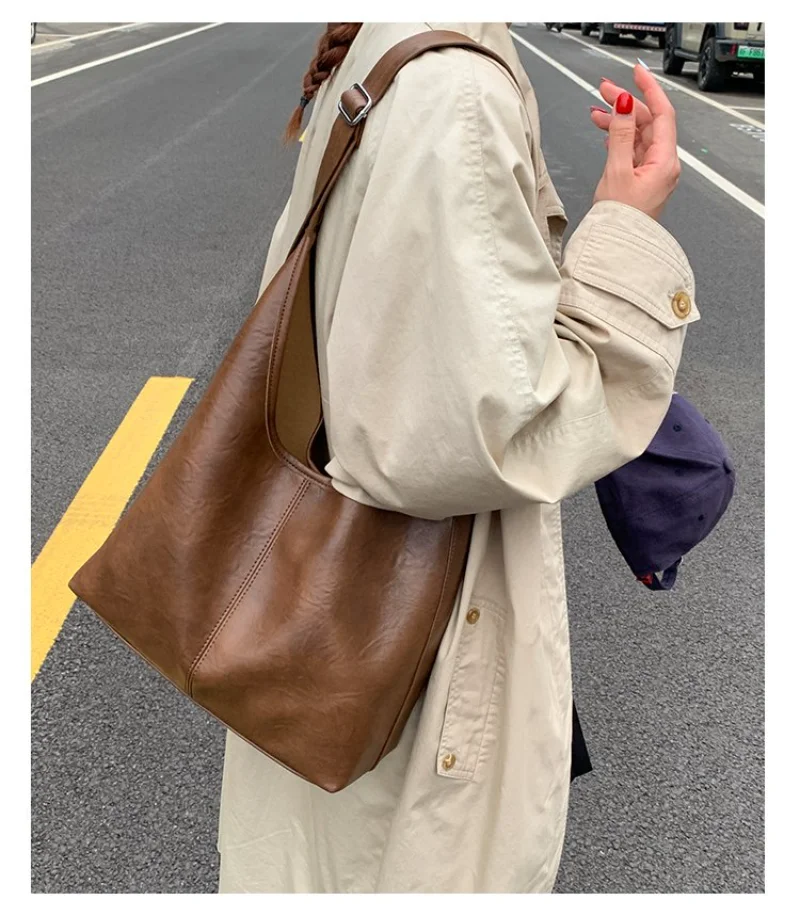 

Multi-Color Soft Leather Shoulder Tote Bag, Women's Casual Purse with Adjustable Straps for Work, School Travel and Everyday Use