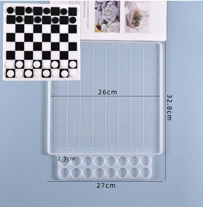 Molde de silicona de ajedrez internacional 3D para bricolaje, resina epoxi, molde de pegamento de gota de fundición, herramientas de pegamento,