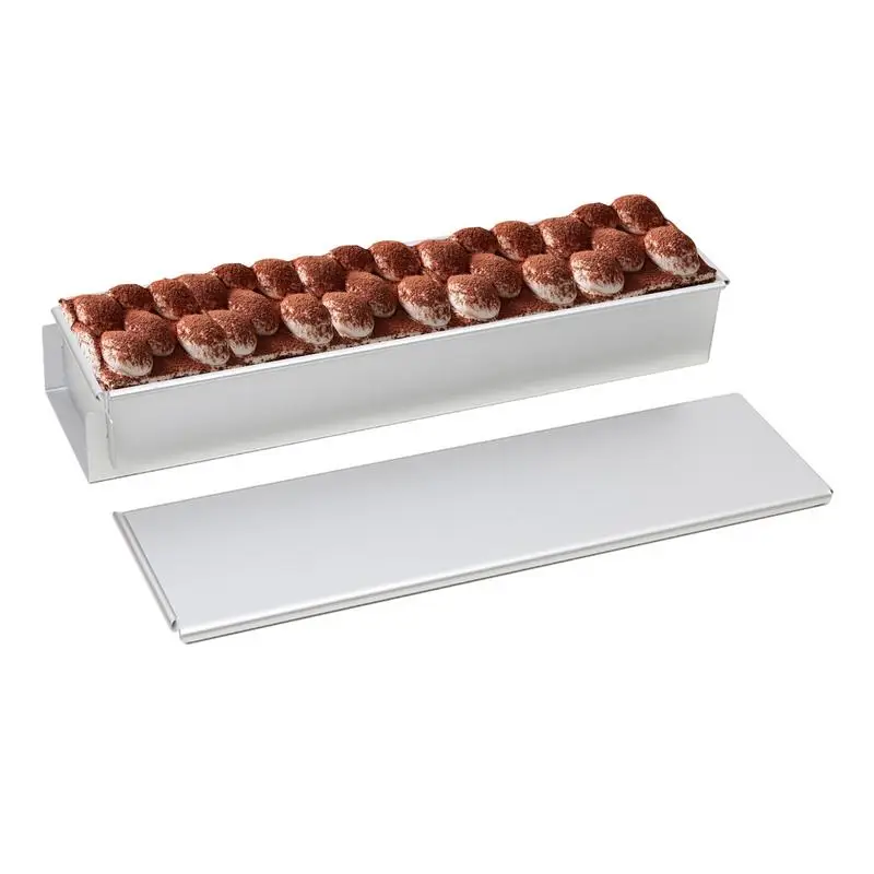 

Rectangle Baking Pan Tiramisu Mold With Lid Aluminum Tiramisu Loaf Pan Baking Mold With Lid Non-Stick Removable For Mousse Cake