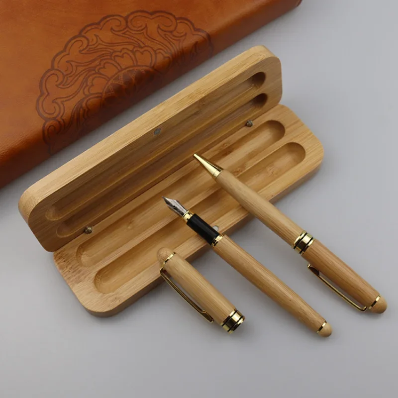 

Quality Bamboo Wood Handle Ballpoint Pen Rollerball Signature Pen Business Office Fountain Pen Luxury Gifts Stationery Supplies