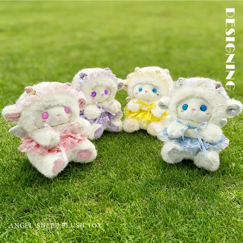 

Gentle Cartoon Little Sheep Plush Toys Cozy Fluffy Lace Bow Dress Delicate Sheep Doll Sweet Cuddly Gift