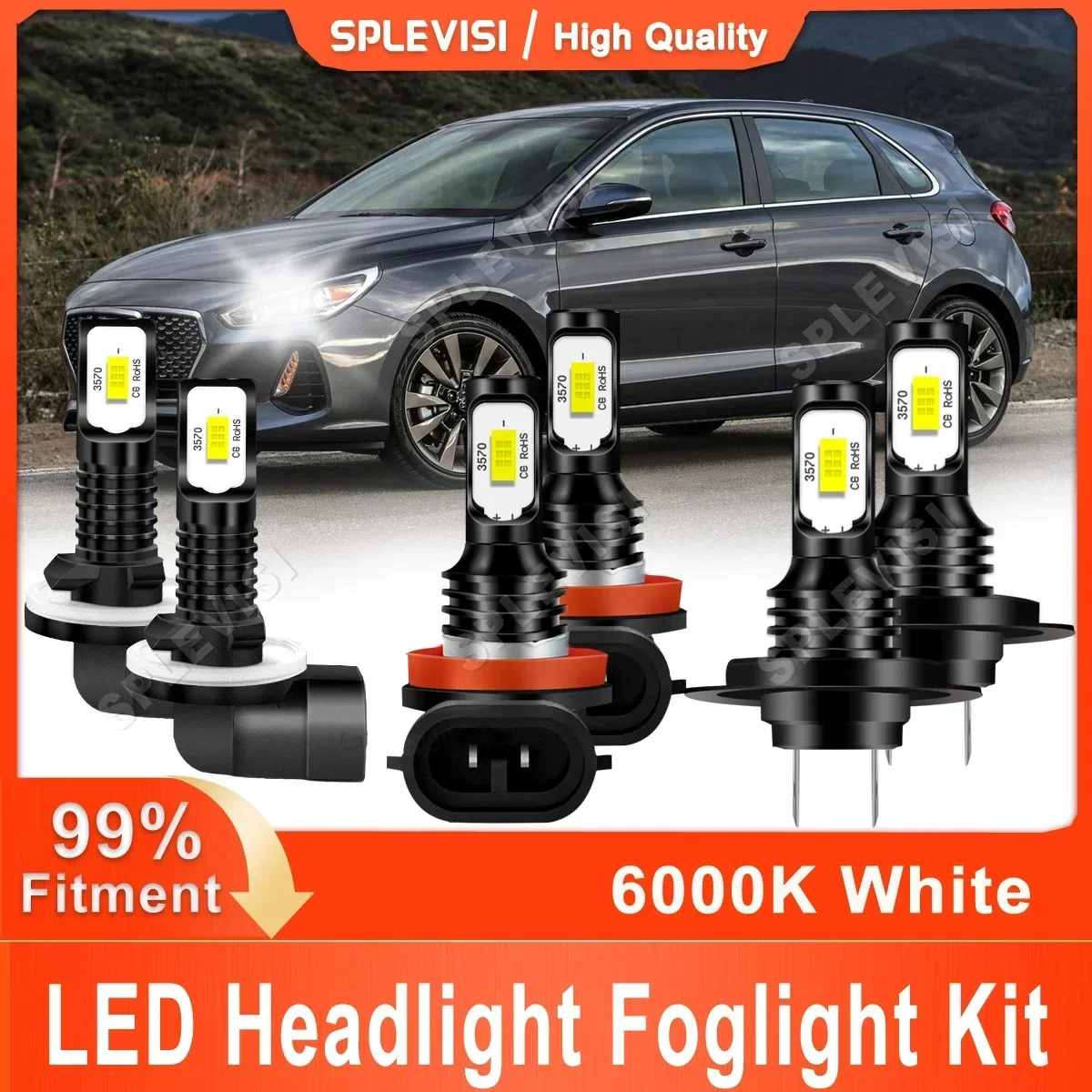 

Car Led Headlight High Beam H7 Low Beam H11 Foglight 881 For Hyundai Elantra 2013 2014 2015 2016 2017 2018 CSP Chips Pure White